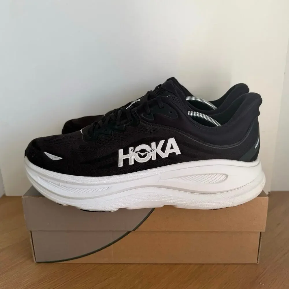 HOKA ONE ONE Bondi 9 Black/White Men Running Sneakers- SZ 13 Wide